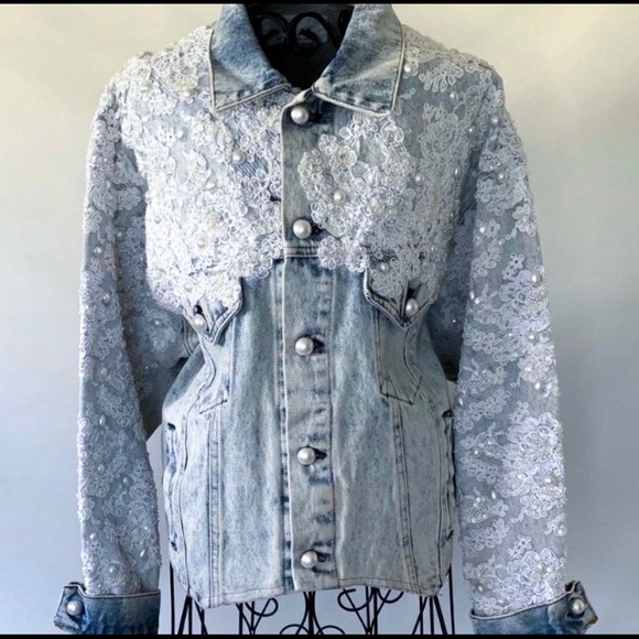 MIKAL COUTURE DENIM & LACE JACKET - Picture 10 of 10